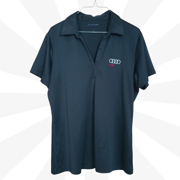 Port Authority Black Collared Short Sleeve Polo Size XL Audi Logo Women - Picture 1 of 5